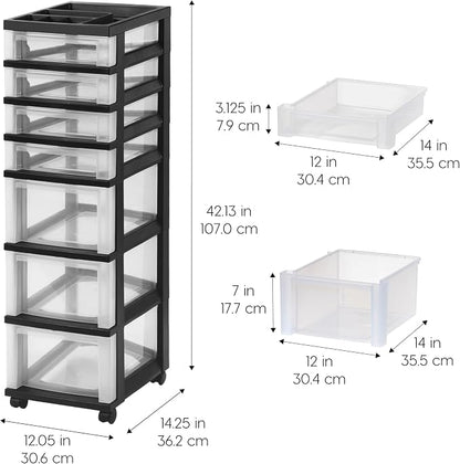 IRIS USA 7-Drawer Rolling Storage Cart, office essentials, classroom items - Image 3