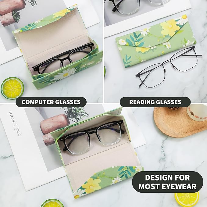 Foldable Glasses Case, Magnetic PU Leahter Sunglasses Case, Cute Hard Shell - Image 2