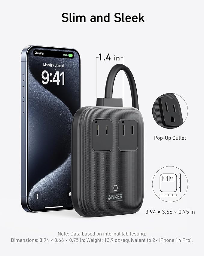 Anker Travel Power Strip, Anker Nano 67W Max 6-in-1 USB C Charger, 2 USB C | 2 - Image 3