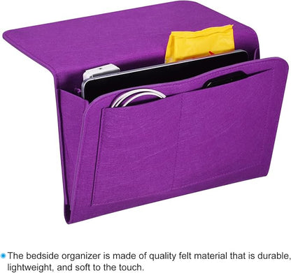 PATIKIL 13in Bedside Caddy, Bed Caddy Bedside Organizer Hanging Soft Felt 5 - Image 4