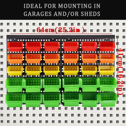 MULSAME Wall Mounted Storage Bins Parts Rack 4 Colors Bin Organizer Garage - Image 2