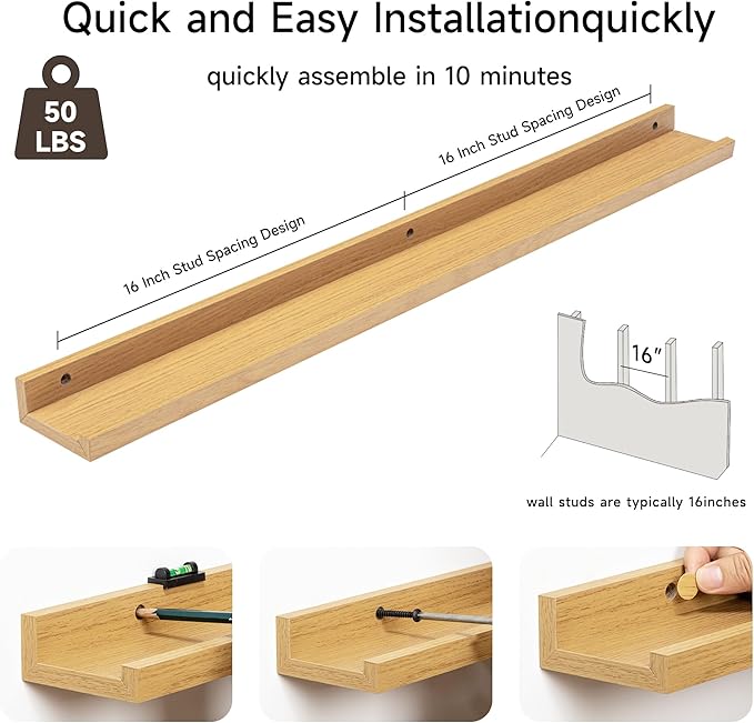 Fun Memories Picture Ledge Shelf, 36 Inch Floating Shelves Set of 2, Nursery - Image 5