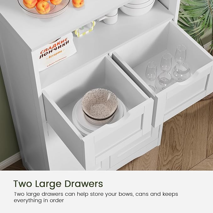 Iwell Bathroom Cabinet with Doors and Drawers, Freestanding Bathroom Storage - Image 7