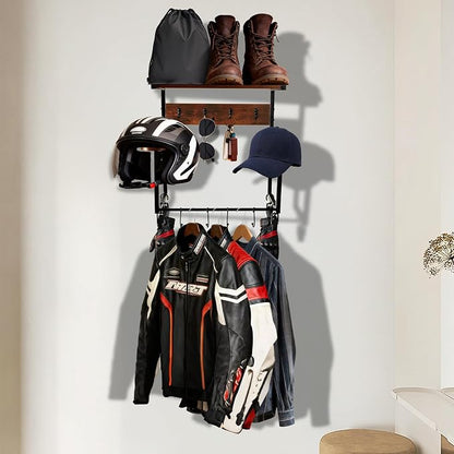 Motorcycle Helmet Holder Wall Mount, Wooden Helmet Display Stands - Image 2