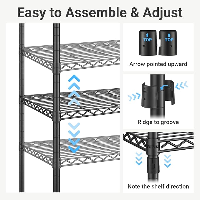 VIPEK R2 Plus Rolling Garment Rack 3 Tiers Adjustable Wire Shelving Clothes - Image 7