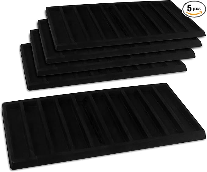 Novel Box 5 Pack Black Liner Jewelry Storage Tray Inserts 14.75x8.25x1 Inches by NovelBoxCompanyLtd