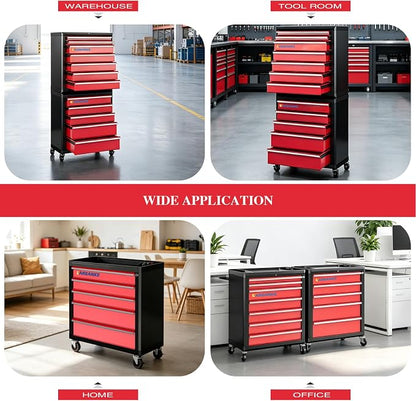 LARBANKE 12-Drawer Tool Chest Features 360° Swivel Castors and Locking - Image 8