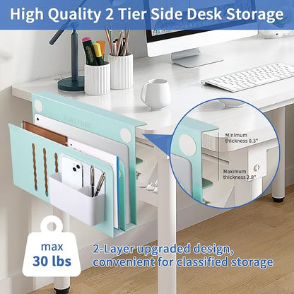LUKETURE Desk Side Storage, 2 Tie Laptop Holder No Drill Clamp On Organizer | - Image 2