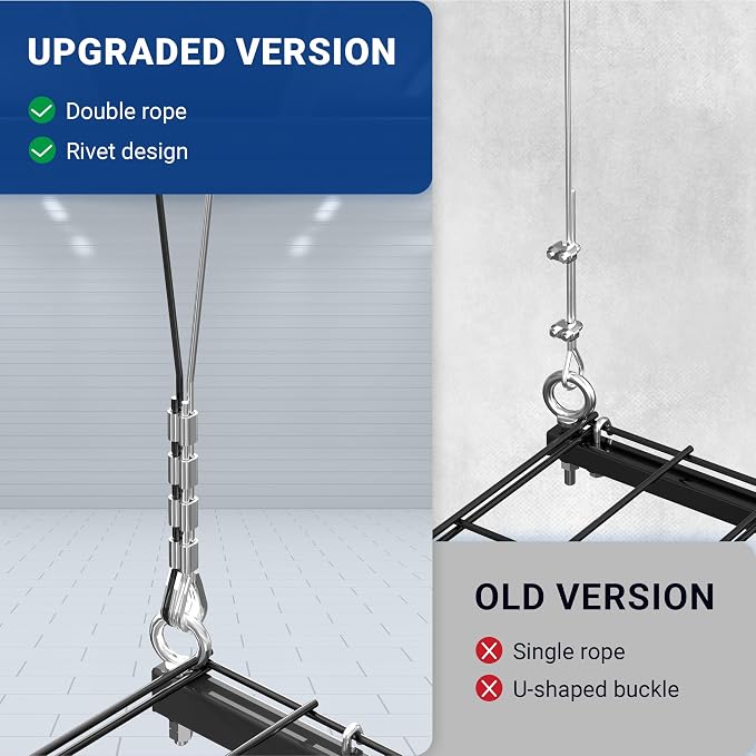 FLEXIMOUNTS Garage Lifting Metal Rack, 4x4 Ft Overhead Garage Storage Racks - Image 4