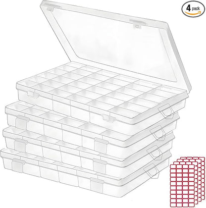 Budreu 4pack 36 Grids Plastic Clear Organizer Box Bead Storage Containers by Budreu