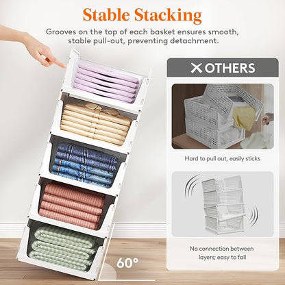 Lifewit 6 Pack Stackable Closet Organizers and Storage Basket - Image 5