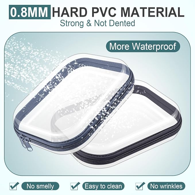 Sanwuta 6 Pcs Clear Hard Zipper Case Hard Plastic Zipper Pouches Transparent - Image 4