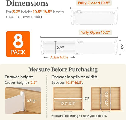 Lifewit Drawer Dividers for Clothes, 3.2" High 10.5"-16.5" Expandable Dresser - Image 2