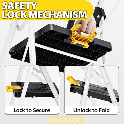 KINGRACK Folding 5-Step Ladder, 800 lbs Capacity Step Stool - Image 5