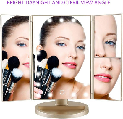 deweisn Floor Mount Tri-Fold Lighted Vanity Mirror - Image 3