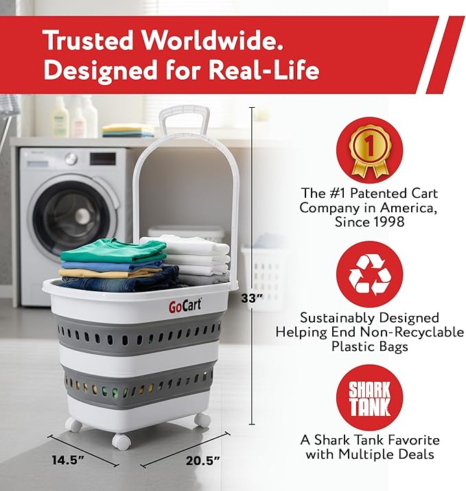 dbest Products Folding Gocart Laundry Basket - Image 3