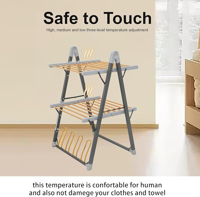 Electric Heated Clothes Drying Rack, Foldable Heated Garment Dryer - Image 6