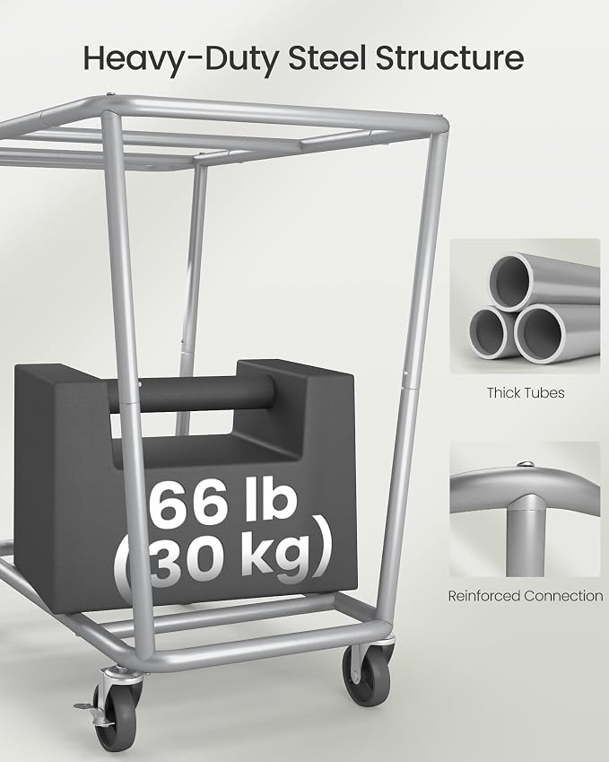 SONGMICS Laundry Basket with Wheels, 2-Section Laundry Sorter, 50.2 Gallons - Image 4