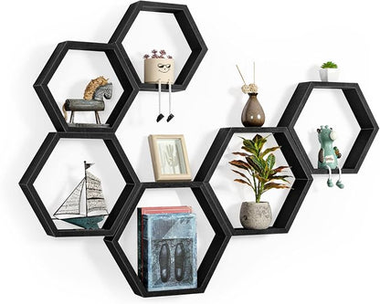 YBING Hexagon Floating Shelves Black Hexagon Shelves by YBING