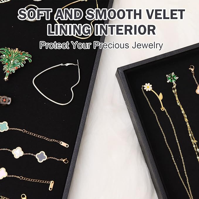 Velvet Jewelry Tray for Drawers Black Jewelrys Display Tray Stackable Jewelry - Image 5