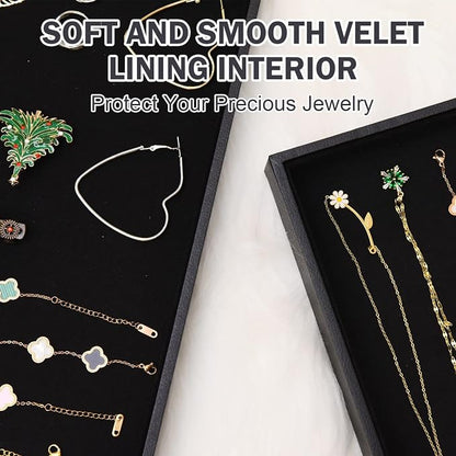 Velvet Jewelry Tray for Drawers Black Jewelrys Display Tray Stackable Jewelry - Image 5