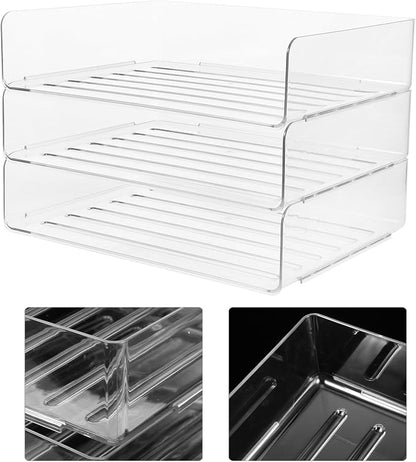 Stackable Paper Tray Organizer for Desk Wide Letter File Holder Transparent - Image 8