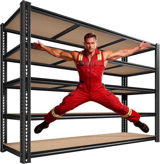 ROOMFAVE 60" W Garage Shelving 72" H Metal Shelving 3500LBS Storage Shelves by RoomFave-organizeyourjoy