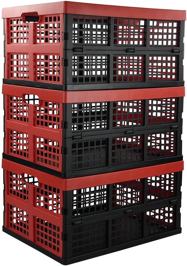 Obstnny 34 Quart Collapsible Storage Bins, Stackable Milk Crate, 3 Packs - Image 6