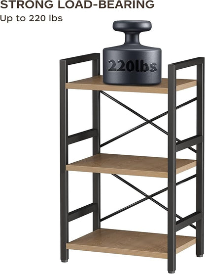 Homeiju Bookshelf, 3 Tier Industrial Bookcase, Metal Small Bookcase, Rustic - Image 5