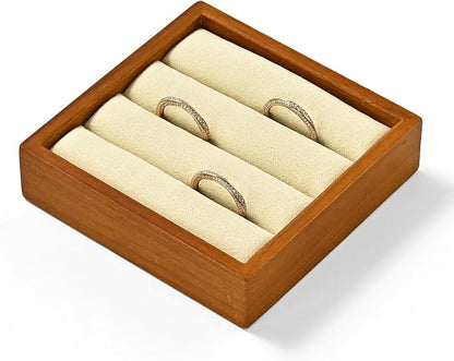 Solid Wood 3-Slots Jewelry Ring Display Tray Showcase Small Jewelry Display - Image 6