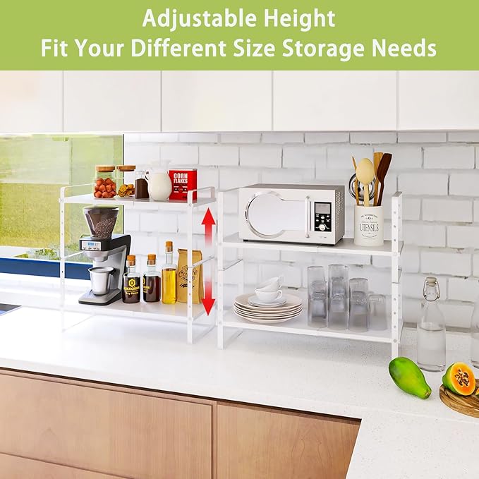 Across-Star Expandable Cabinet Shelf Organizer Rack, Stackable Kitchen Counter - Image 4