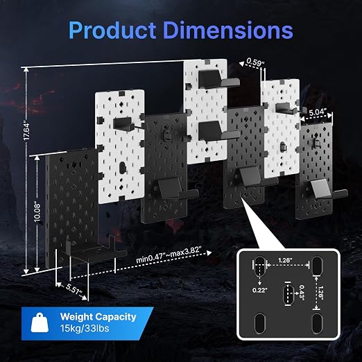 PEGZONE Controller and Headphone Holder Wall Mount, Modular Gaming Pegboard - Image 6