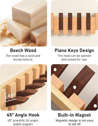 Wooden Wall Hooks, Beech Wood Coat Rack - Image 3