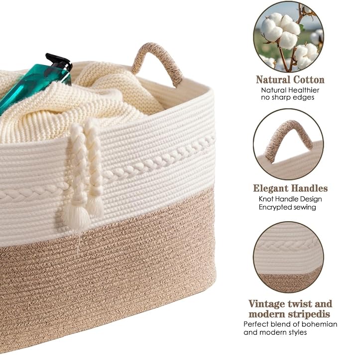 Extra large laundry basket woven from natural cotton rope - Image 3