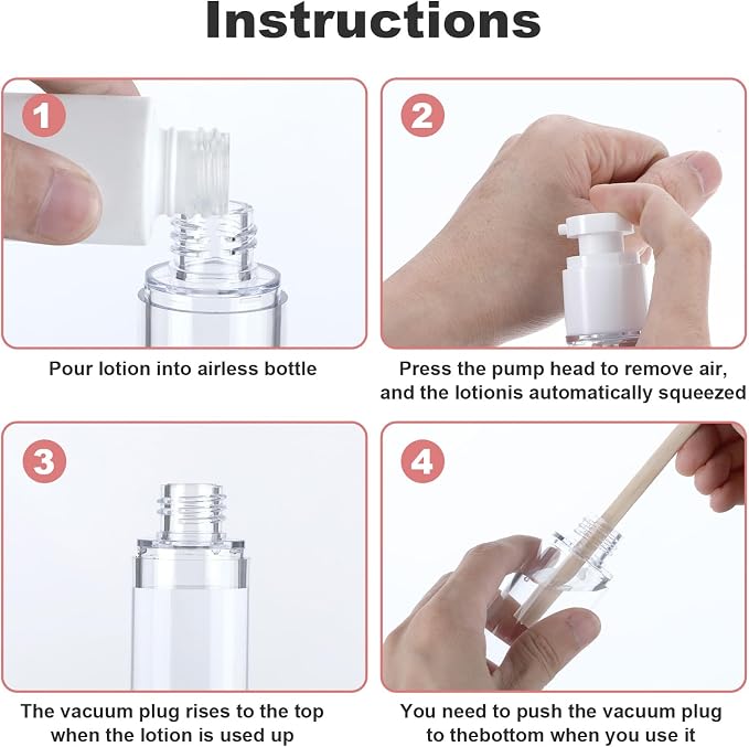 28 Pack Airless Pump Bottles 1.7 oz Travel Size Pump Bottle Lotion Container - Image 3