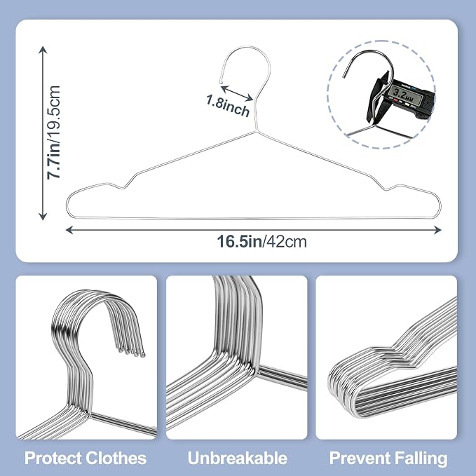 Heavy Duty 100 Pack Clothes Hangers, Space Saving & Non-Slip Wire Hanger - Image 2