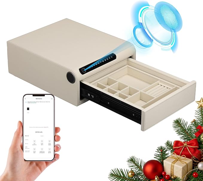Jewelry Safe with Drawers，Biometric Fingerprint safe, Slide-Away Handgun Safe by SecureYourWorld