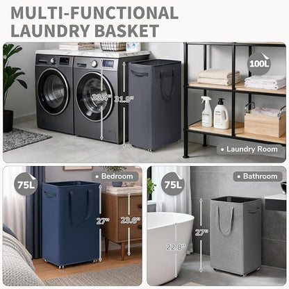 CHICVITA 100L Large Rolling Laundry Basket - Image 6