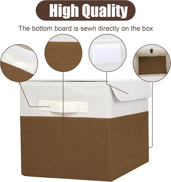 Large 22 Quart Linen Fabric Foldable Storage Bin Cube Organizer Basket - Image 5
