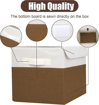 Large 22 Quart Linen Fabric Foldable Storage Bin Cube Organizer Basket - Image 5