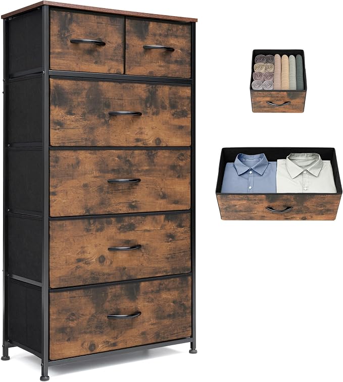 Tall Dresser for Bedroom, Fabric Storage Tower by VredHom