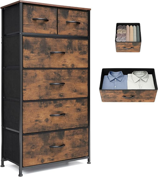 Tall Dresser for Bedroom, Fabric Storage Tower by VredHom
