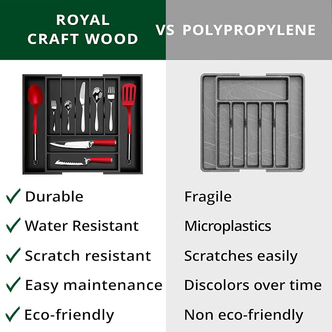 ROYAL CRAFT WOOD Luxury Bamboo Kitchen Drawer Organizer - Image 9