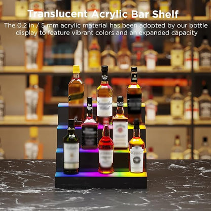 Dethan 4 Tier 16 Inch LED Lighted Liquor Bottle Display Shelf - Image 4