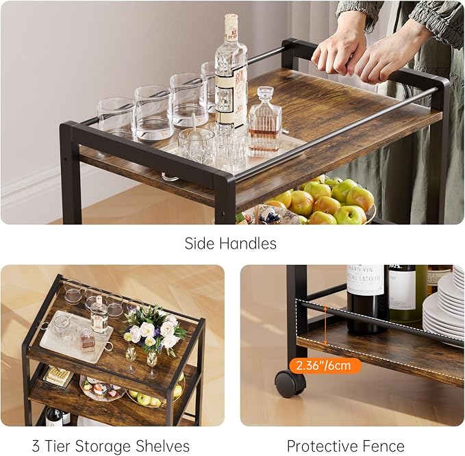 HITNET Bar Cart for The Home, Home Bar Serving Cart - Image 4