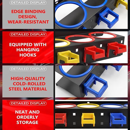 Spray Bottle Storage Rack with Extra Abrasive Holder, Wall Mount Hanging Rail - Image 3