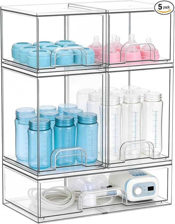 Baby Bottle Organizer, Large Capacity Stackable Acrylic Storage by Gajiuhon