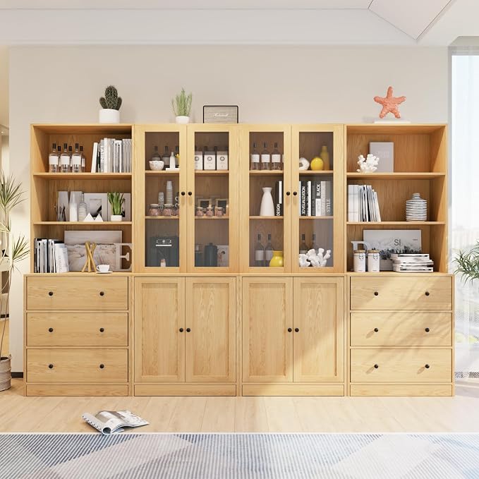 TUSY 71" Bookshelf Bookcase, 3-Tier Modern Bookshelves 3 Large Drawer, Wood by TUSY