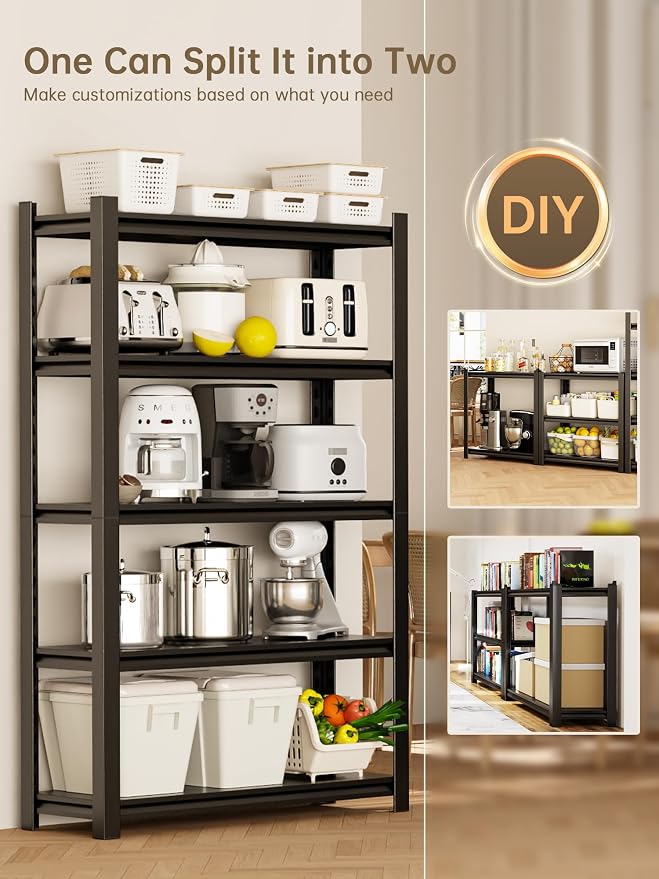 JHYKHG 63" H Storage Shelves, 5-Tier Heavy Duty Garage Shelving, Adjustable - Image 4