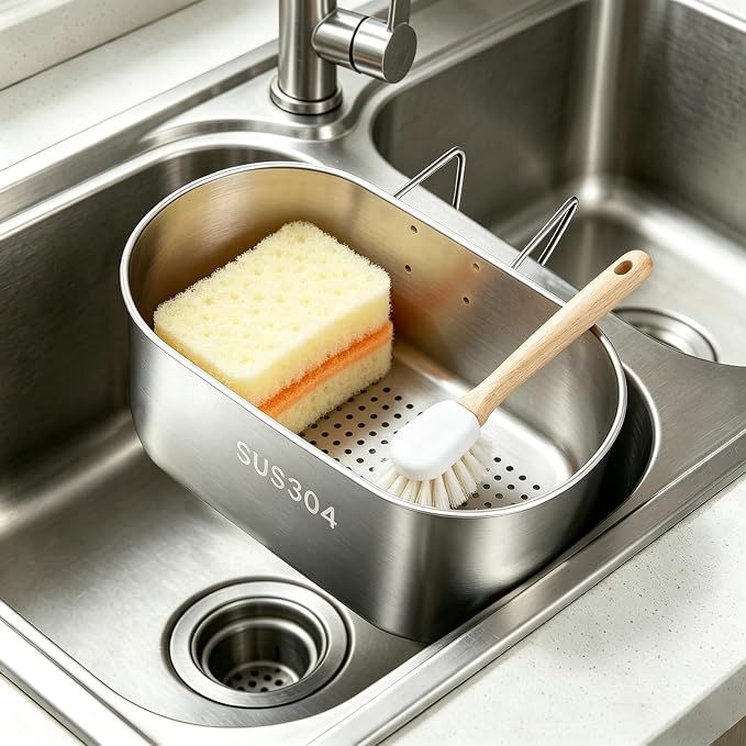 Stainless Steel Sink Drain Strainer Basket, Quick Drain Hanging Sink Strainer - Image 5